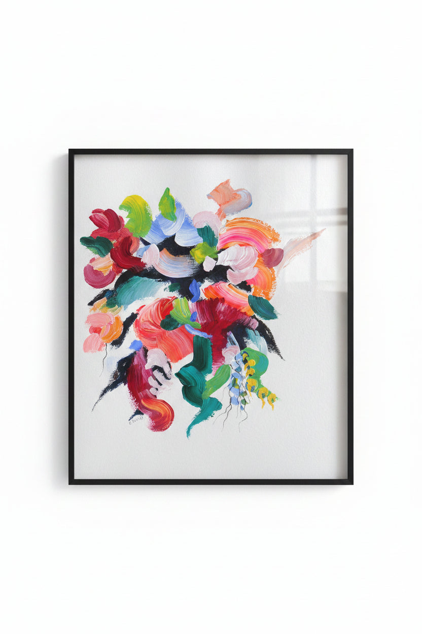 Spring Breeze - Original Abstract Acrylic Panting on Paper / Elizabeth Elkin