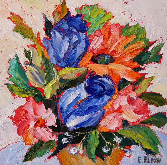 Blue Roses Original Oil painting