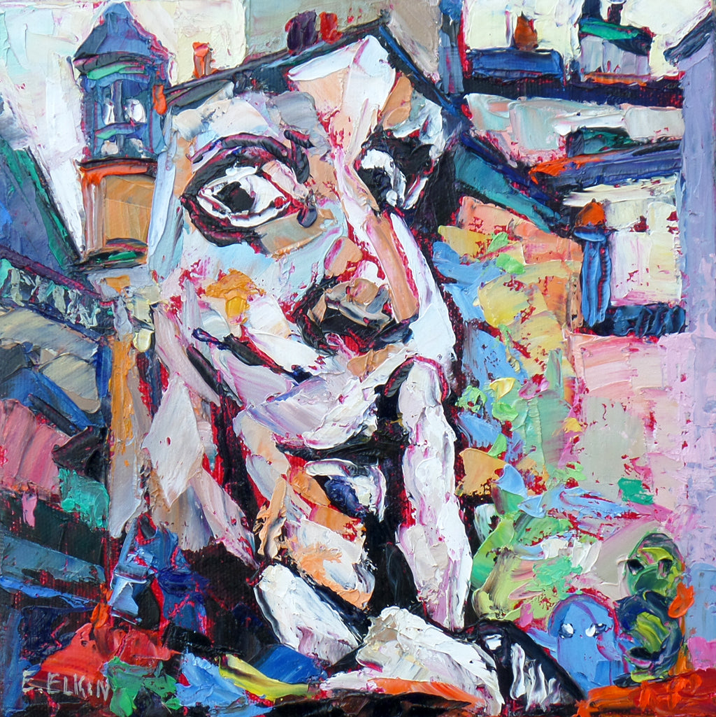 Dali in Paris Original Oil Painting by Elizabeth Elkin