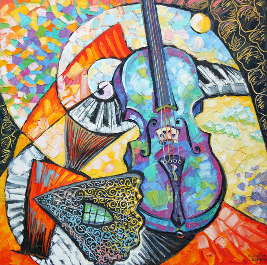 Dancing Violin Original Oil Painting