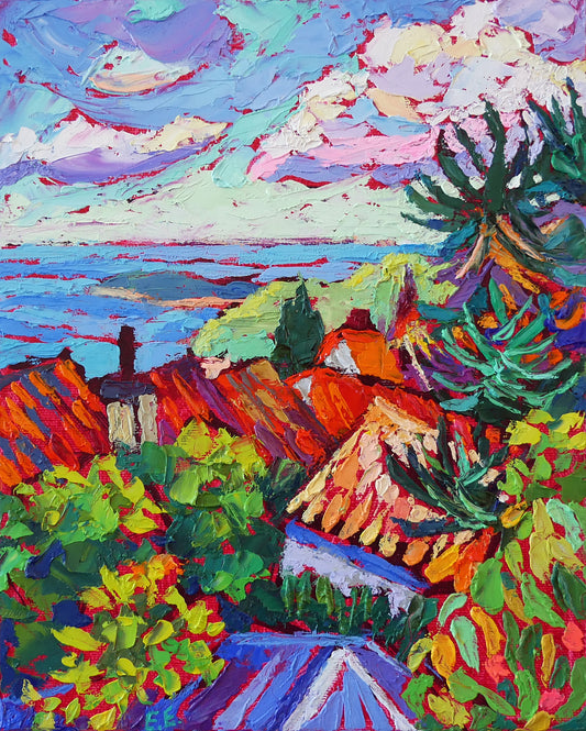 Eze, View From Top Original Oil painting