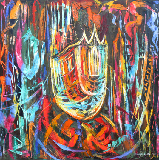 Flying Ship Original Oil Painting