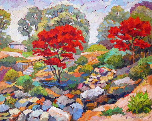 Japanese Trees Original Oil Painting