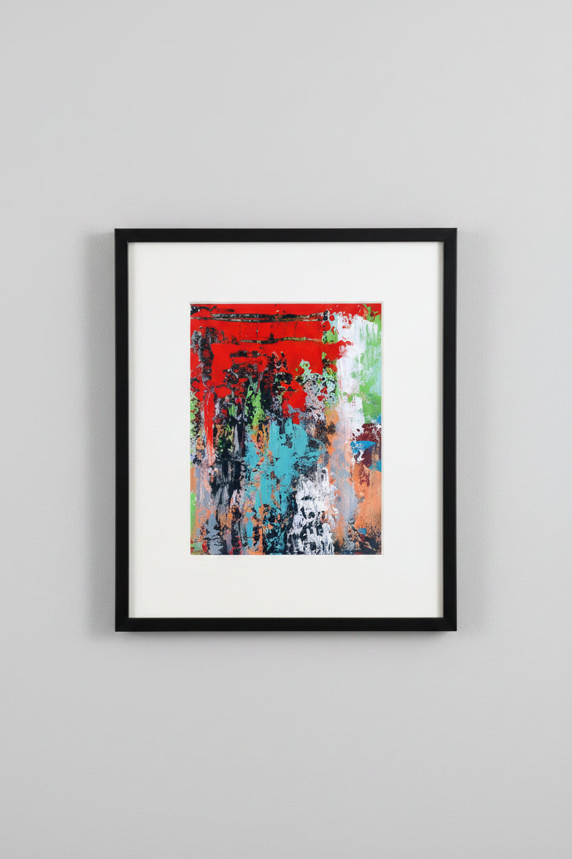 Rhythm in Red - Original Abstract Painting on Paper / Elizabeth Elkin