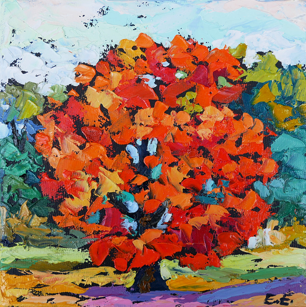 Red Tree Original Oil Painting