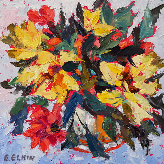 Yellow Flowers Original Oil Painting