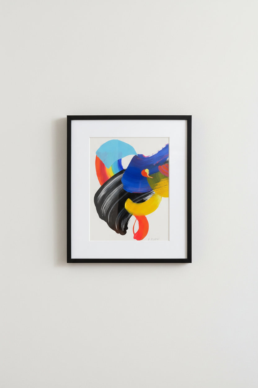 Have a Good Dream - Original Abstract Painting on Paper / Elizabeth Elkin