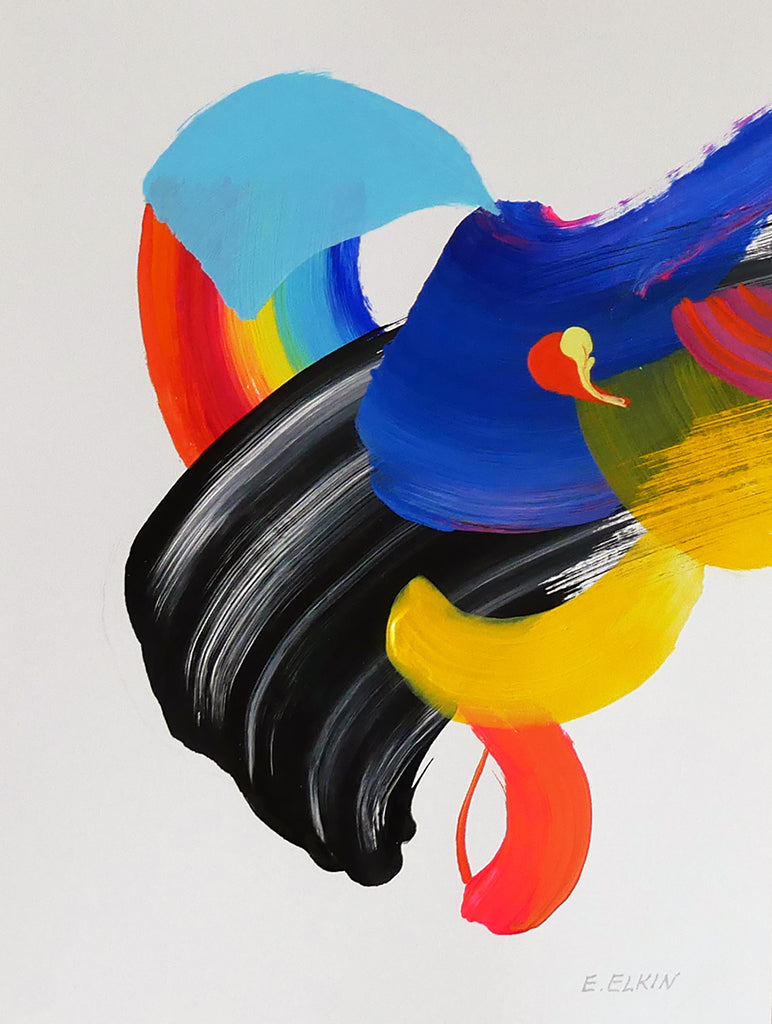 Have a Good Dream - Original Abstract Painting on Paper / Elizabeth Elkin