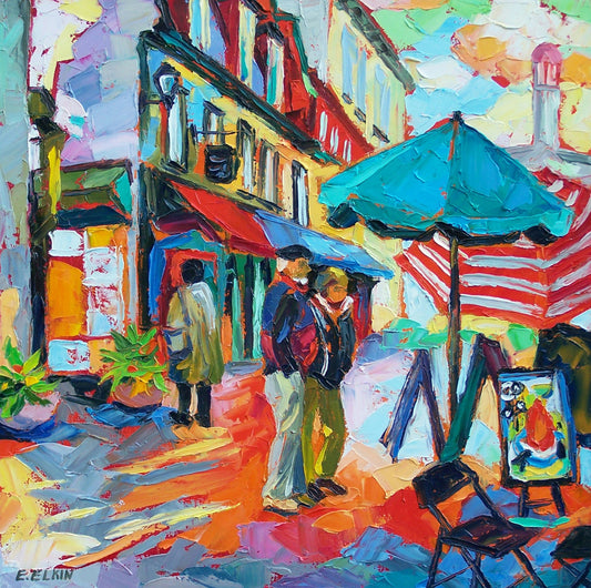 Artist's Corner - Original Oil Painting Cityscape / Elizabeth Elkin
