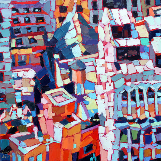 Cityscape Original Oil Painting "New York Close -up" by Elizabeth Elkin