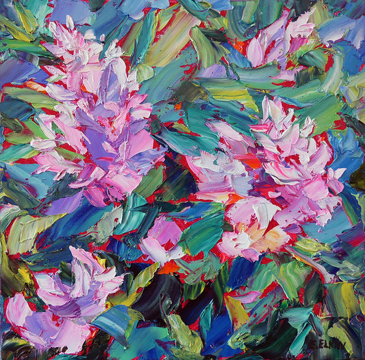 Light Lilac - Original Oil Painting, Palette Knife Floral | Elizabeth Elkin