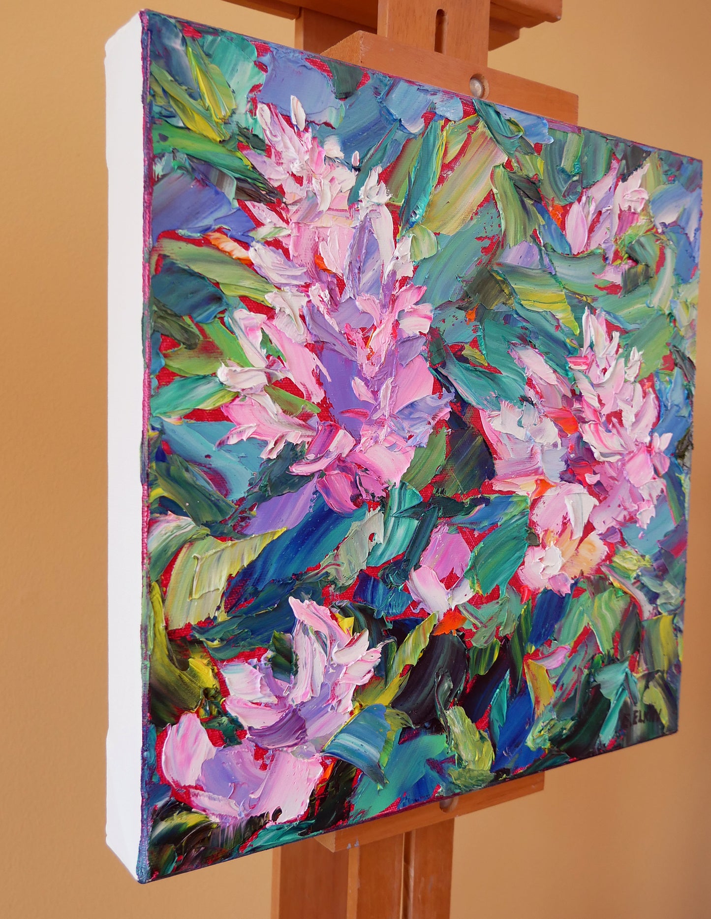 Light Lilac - Original Oil Painting, Palette Knife Floral | Elizabeth Elkin