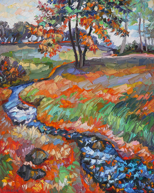 Little Autumn Creek - Original Oil Painting Landscape /Elizabeth Elkin