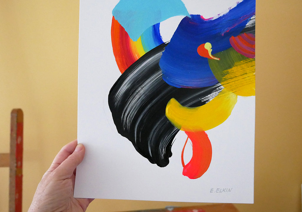 Have a Good Dream - Original Abstract Painting on Paper / Elizabeth Elkin
