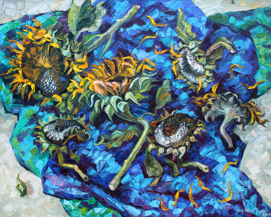 Sunflowers on Blue